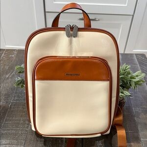 BOSTANTEN Courage Leather Backpack Purse - EUC Beige & Brown